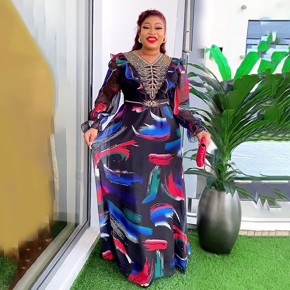 HDAfricanDress African 2024 Plus Size Long Africa Chiffon Dress – hdafricandress