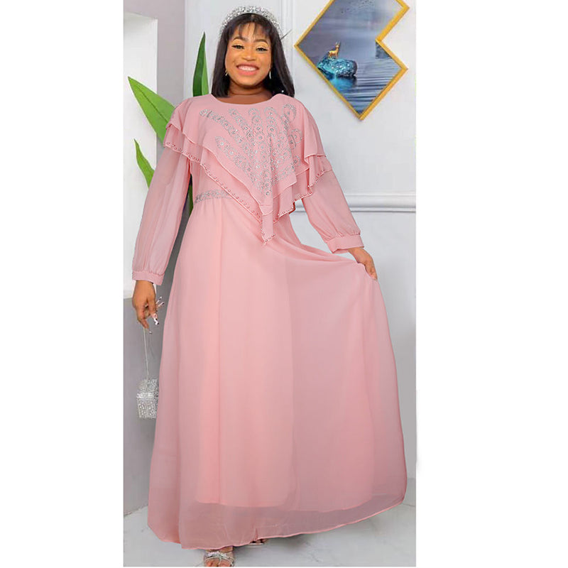 HDAfricanDress Plus Size African Party Dresses For Women 2023 Elegant Kaftan Muslim Dashiki Chiffon 108