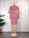 HDAfricanDress African Dress For Women 2023 Lace Sleeve Beads Slim Bodycon Elegant Dress 104