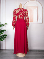 HDAfricanDress African Maxi Dresses For Women 2023 Plus Size Evening Party Elegant Kaftan Chiffon Dress 104