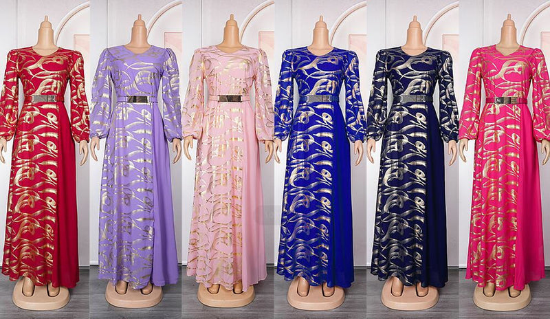 HDAfricanDress African Maxi Dresses For Women 2023 Plus Size Evening Party Elegant Kaftan Chiffon Dress 109
