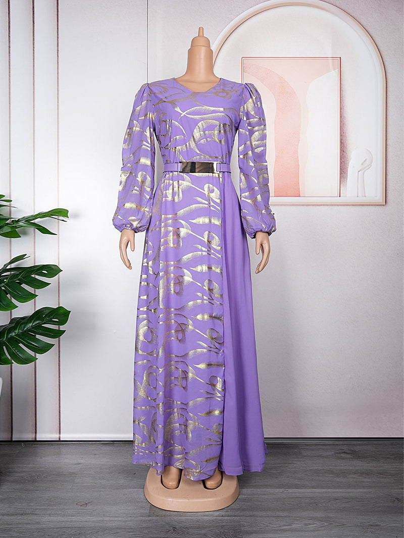 HDAfricanDress African Maxi Dresses For Women 2023 Plus Size Evening Party Elegant Kaftan Chiffon Dress 1010