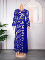HDAfricanDress African Maxi Dresses For Women 2023 Plus Size Evening Party Elegant Kaftan Chiffon Dress 1012