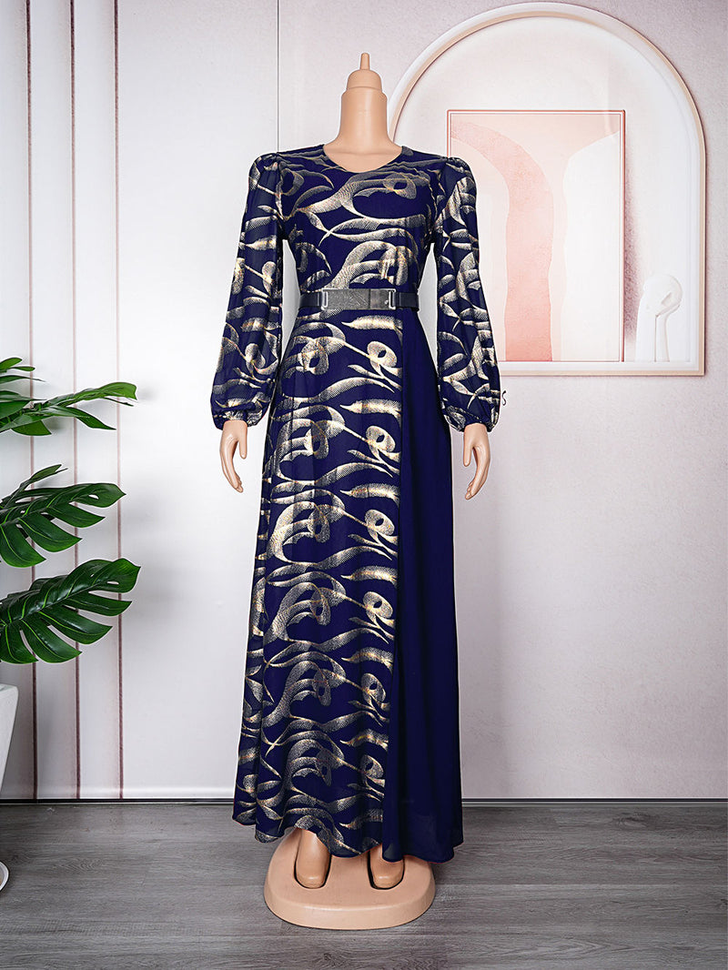 HDAfricanDress African Maxi Dresses For Women 2023 Plus Size Evening Party Elegant Kaftan Chiffon Dress 1013