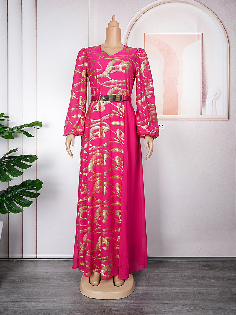HDAfricanDress African Maxi Dresses For Women 2023 Plus Size Evening Party Elegant Kaftan Chiffon Dress 1014