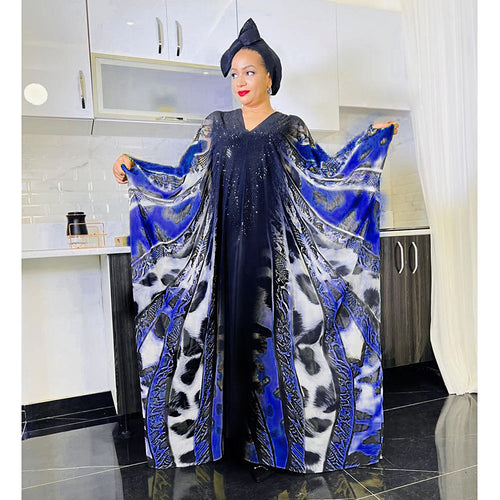 HDAfricanDress African Print Long Dress For Women Plus Size 2023 Summer Chiffon Maxi Robe Abayas 101