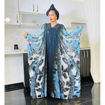HDAfricanDress African Print Long Dress For Women Plus Size 2023 Summer Chiffon Maxi Robe Abayas 1013