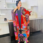 HDAfricanDress Plus Size African Women Clothes 2023 New Summer Print Kaftan Chiffon Long Dress 101