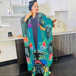 HDAfricanDress Plus Size African Women Clothes 2023 New Summer Print Kaftan Chiffon Long Dress 1014
