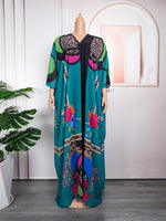 HDAfricanDress Plus Size African Women Clothes 2023 New Summer Print Kaftan Chiffon Long Dress 1015