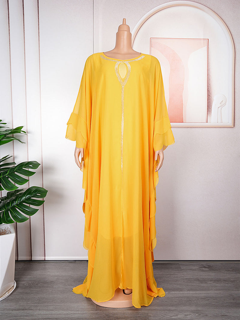 HDAfricanDress African Women Dubai Luxury 2023 Chiffon Muslim Caftan Marocain Wedding Party Dresses