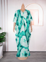 HDAfricanDress African Dresses For Women Abayas Muslim Chiffon Print Maxi Dress 2024 Summer New 1012