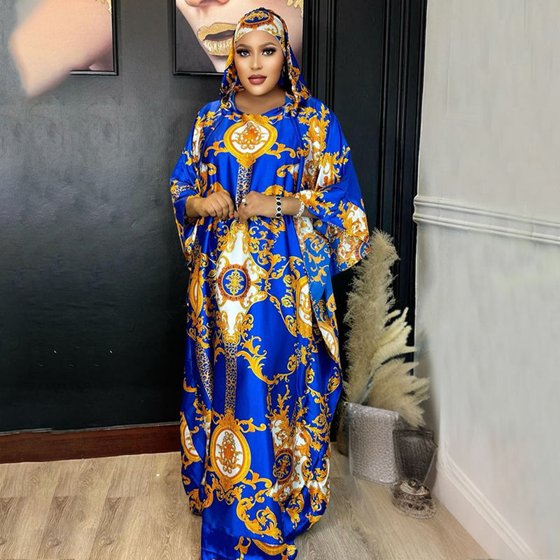 HDAfricanDress African Dresses For Women Muslim Print Boubou Dashiki Abayas Kaftan Hooded Robe 2024 101