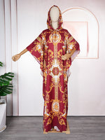 HDAfricanDress African Dresses For Women Muslim Print Boubou Dashiki Abayas Kaftan Hooded Robe 2024 109