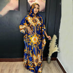 HDAfricanDress African Dresses For Women Muslim Print Boubou Dashiki Abayas Kaftan Hooded Robe 2024 1010