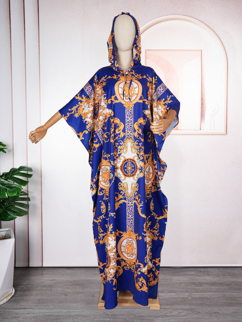 HDAfricanDress African Dresses For Women Muslim Print Boubou Dashiki Abayas Kaftan Hooded Robe 2024 1011