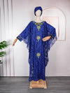 HDAfricanDress African Dresses For Women Muslim Lace Boubou Dashiki Ankara Outfits Gown With Headtie 6011