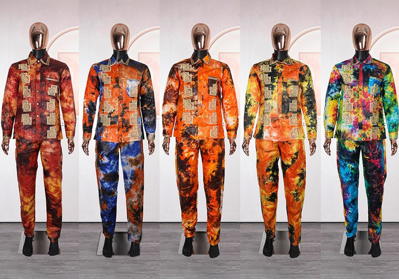 HDAfricanDress African Men 2024 New Arrivals Tie Dye Top Pant 2 Pieces Party Clothes Broderie Model Homme 109