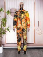 HDAfricanDress African Men Top Pant 2 Pieces Set Tie Dye Broderie Model Homme 2024 New Party Clothes 102