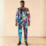 HDAfricanDress African Men Top Pant 2 Pieces Set Tie Dye Broderie Model Homme 2024 New Party Clothes 1013