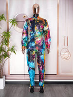 HDAfricanDress African Men Top Pant 2 Pieces Set Tie Dye Broderie Model Homme 2024 New Party Clothes 1014