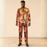 HDAfricanDress African Men Top Pant 2 Pieces Set Tie Dye Broderie Model Homme 2024 New Party Clothes 1015