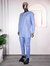 HDAfricanDress New Arrivals 2024 Broderie Model Bazin Homme African Men Dashiki Top Pant Clothing 103