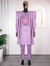 HDAfricanDress 2024 African Men New Purple Boubou Bazin Agbada Homme Wedding Party Clothing 102