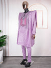 HDAfricanDress 2024 African Men New Purple Boubou Bazin Agbada Homme Wedding Party Clothing 103