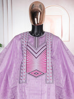 HDAfricanDress 2024 African Men New Purple Boubou Bazin Agbada Homme Wedding Party Clothing 107