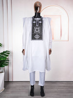 HDAfricanDress African Men 2024 White Shirt Pant Robe Broderie Boubou Agbada Party Clothes 102