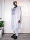 HDAfricanDress African Clothes For Men 2024 Bazin White Ensemble Boubou 3 PCS Set Agbada Homme 103