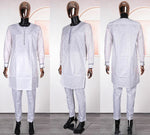 HDAfricanDress African Clothes For Men 2024 Bazin White Ensemble Boubou 3 PCS Set Agbada Homme 106