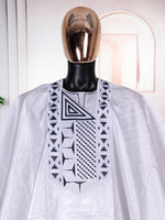 HDAfricanDress African Clothes For Men 2024 Bazin White Ensemble Boubou 3 PCS Set Agbada Homme 107