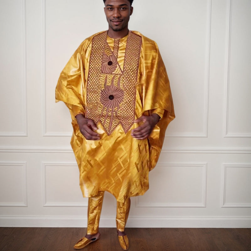 HDAfricanDress African Men 2024 Broderie Model Bazin Clothes Ensemble Boubou Agbada Dashiki 3 PCS