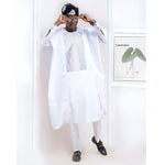 HDAfricanDress African Clothes For Men High Quality Embroidery White Shirt Pant 3 Pcs Set Robe 101