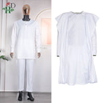 HDAfricanDress African Clothes For Men High Quality Embroidery White Shirt Pant 3 Pcs Set Robe 105