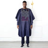 HDAfricanDress African Dashiki Clothes For Men 2024 Bazin Riche Dark Blue 3 PCS Set Wedding Party Clothing 101