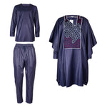 HDAfricanDress African Dashiki Clothes For Men 2024 Bazin Riche Dark Blue 3 PCS Set Wedding Party Clothing 106