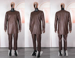 HDAfricanDress 2024 African Men New Boubou Shirt Pant Set Coffee Bazin Riche Embroidery Dashiki Clothing 106