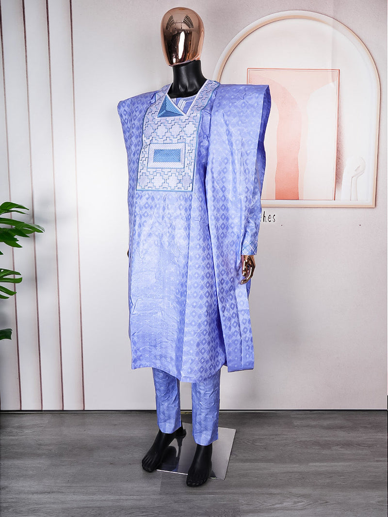 HDAfricanDress African Men Traditional Wear Attire Bazin Riche Dashiki PCS Shirt Pant Robe Suit 103