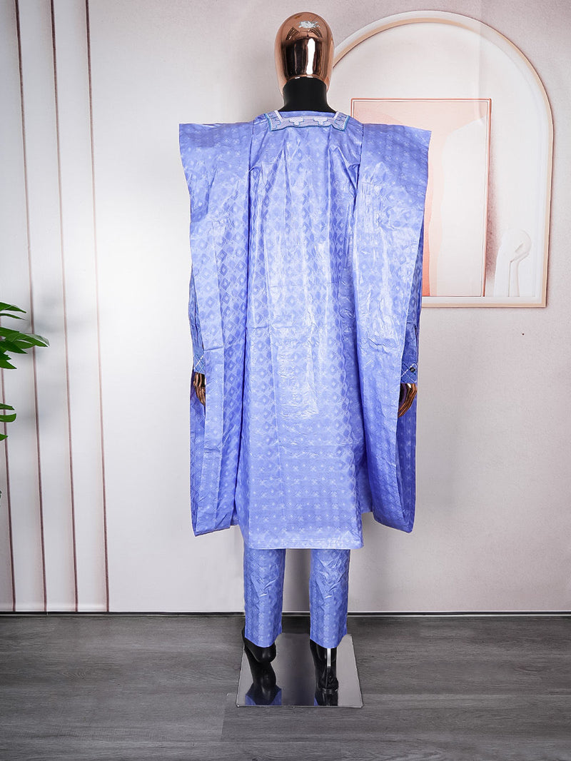 HDAfricanDress African Men Traditional Wear Attire Bazin Riche Dashiki PCS Shirt Pant Robe Suit 104