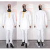 HDAfricanDress African Clothes For Men 2024 Embroidery White Shirt Pant 3 Pcs Set Muslim Robe Dashiki 105