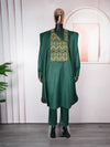 HDAfricanDress African Men 2024 Tradition Embroidery Bazin Dashiki Agbada Green Wedding Party Attire 102
