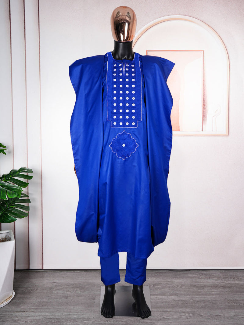 HDAfricanDress African Men 2024 Muslim Agbada Bazin Homme Party Boubou Shirt Pant 3 PCS Clothes 1015