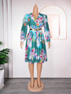HDAfricanDress Elegant African Dresses For Women 2024 New Spring Print Plus Size Evening Party Dress 6010
