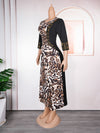 HDAfricanDress African Women Leopard Print Dress Dashiki Ankara Africa 2024 Summer Muslim Party Dresses 103