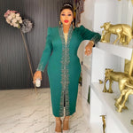 HDAfricanDress Elegant African Dresses For Women 2024 New Long Sleeve Wedding Party Plus Size Dress 109