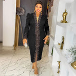 HDAfricanDress Elegant African Dresses For Women 2024 New Long Sleeve Wedding Party Plus Size Dress 1013