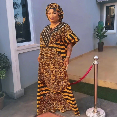brown mesh long sleeve dress Alexandria Dress: Radiate Elegance with Haute Afrika main image 1